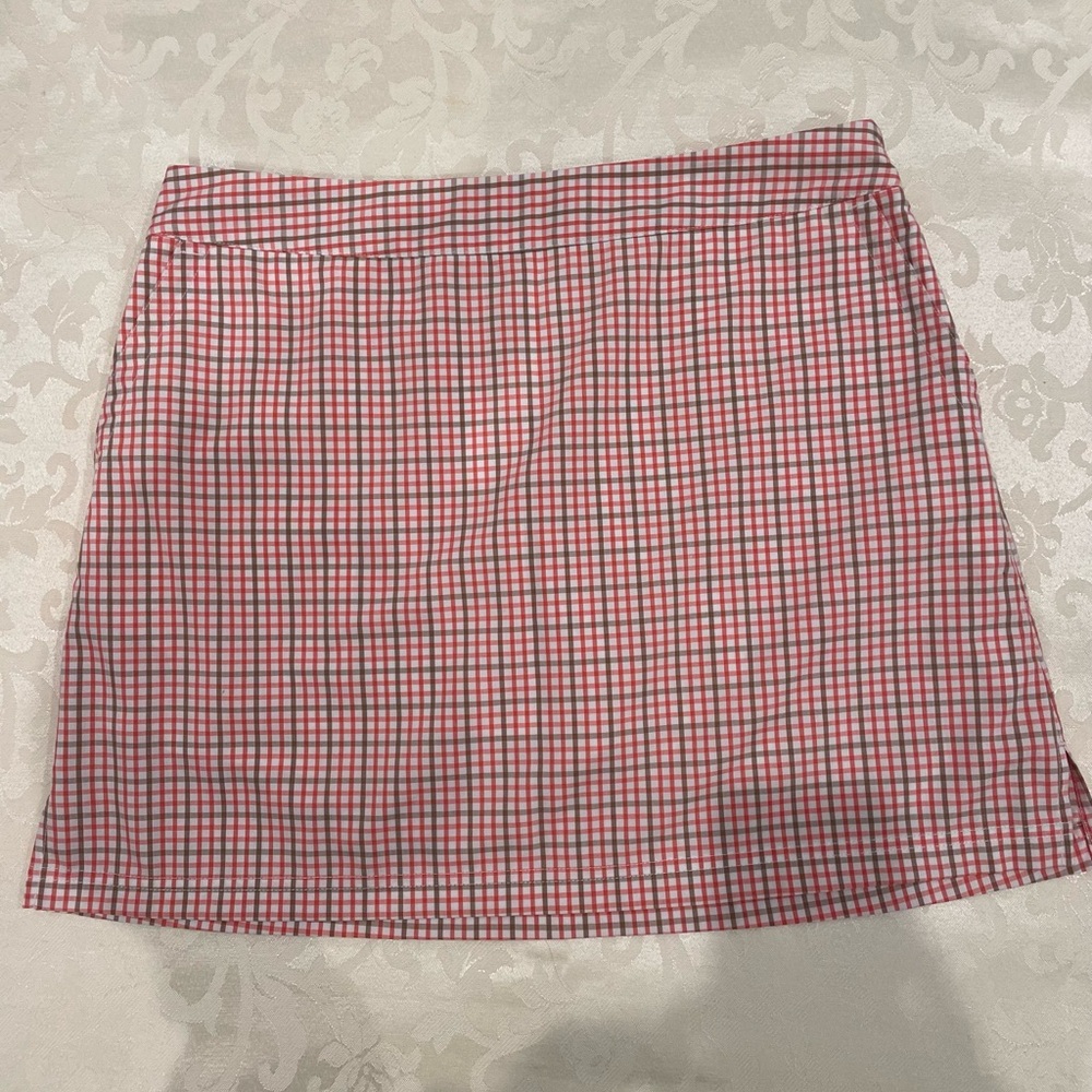 Adidas Red and White Plaid Golf Mini Skirt